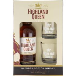 Highland Queen блендед скоч уиски 40%, 700 мл + две чаши (1 бр.)