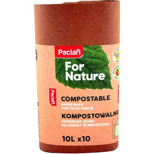 Paclan For Nature хартиени пликове за компост, 10 л (10 бр.)