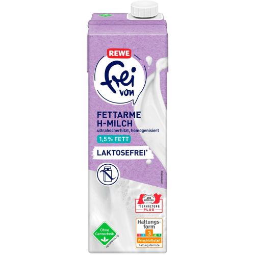 REWE прясно мляко 1.5%, без лактоза UHT (1 л)