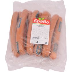 Браво пилешки кренвирши варено-пушени, газова среда, на килограм (1 кг)