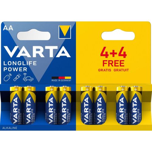 Varta Longlife Power алкални батерии AA, 4 бр. + 4 бр. (8 бр.)