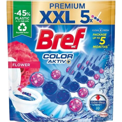 Bref Color Aktiv+ Premium Flower ароматизатор за тоалетна, 5 бр. х 50 г (250 г)