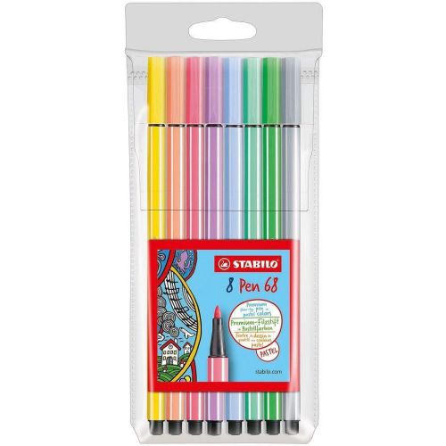Stabilo Pen 68 акварелни флумастери тънки 8 пастелни цвята (1 бр.)