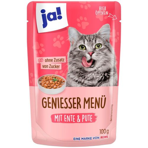 JA! котешка храна с патешки и пуешки парчета (100 г)