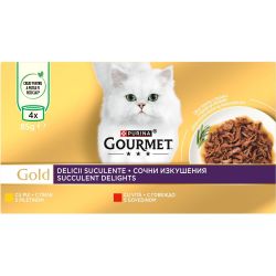 Purina Gourment Gold храна за котки с пилешко, 4 бр. х 85 г (340 г)