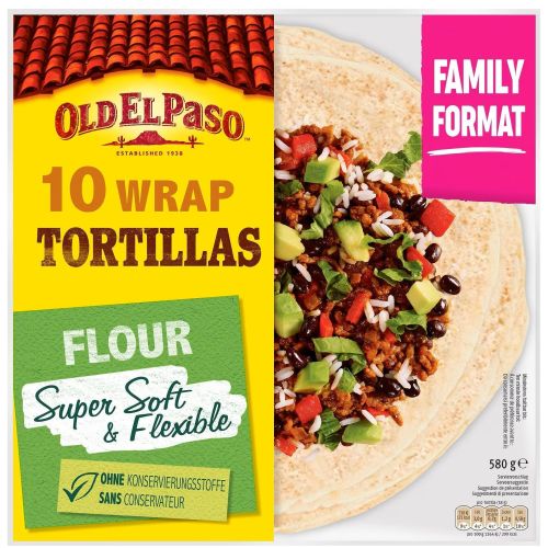 Old El Paso големи пшенични бурито тортили, 10 бр. (580 г)