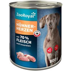 ZooRoyal кучешка консервирана храна с пилешки сърца (800 г)