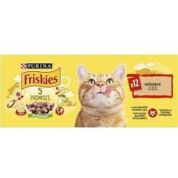 Purina Friskies пауч храна за котки с телешко месо, 12 бр. х 85 г (1.02 кг)