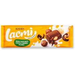 Roshen Lacmi млечен шоколад с цели лешници и пълнеж от шоколад и карамел (295 г)