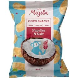 Migibi био царевичен снакс с паприка и сол, без глутен (40 г)