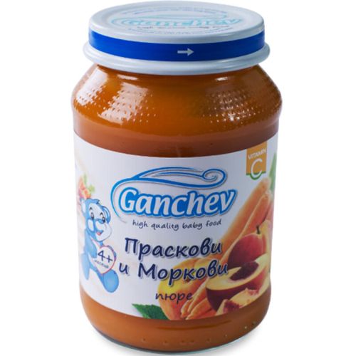 Ганчев пюре от праскови и моркови 100% (190 г)