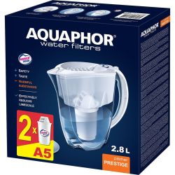 Aquaphor Prestige филтрираща кана A5, бяла с два филтъра (1 бр.)