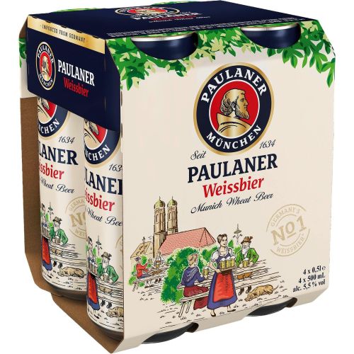 Paulaner Weissbier бира в кен 5.5%, 4 бр. х 500 м (2 л)