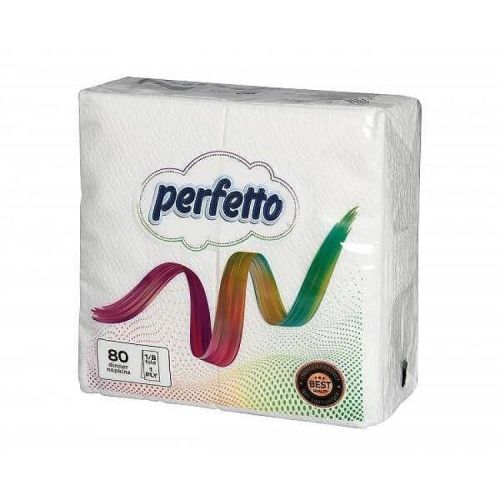 Perfetto Everyday бели салфетки, 1 пласт, 1/8, 80 бр. (100 бр.)