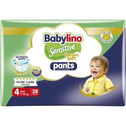 Babylino Sensitive Cotton Soft гащички 4, 7 - 13 кг (38 бр.)