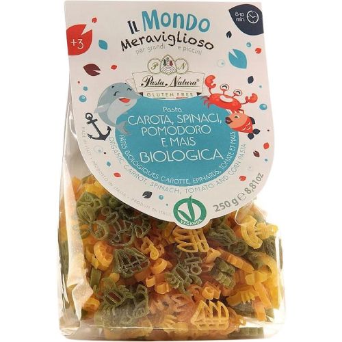Pasta Natura био паста с моркови, спанак, домати, царевица, без глутен (250 г)