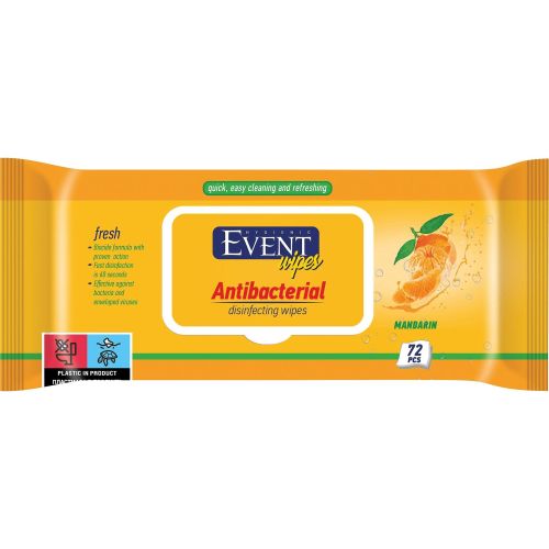 Event антибактериални влажни кърпички мандарина (72 бр.)