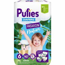 Pufies Fashion & Nature бебешки пелени, размер Junior 6, 13+ кг (42 бр.)