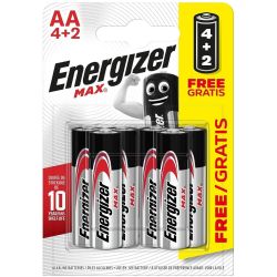 Energizer Max батерии АА, 4 бр. + 2 бр. (6 бр.)