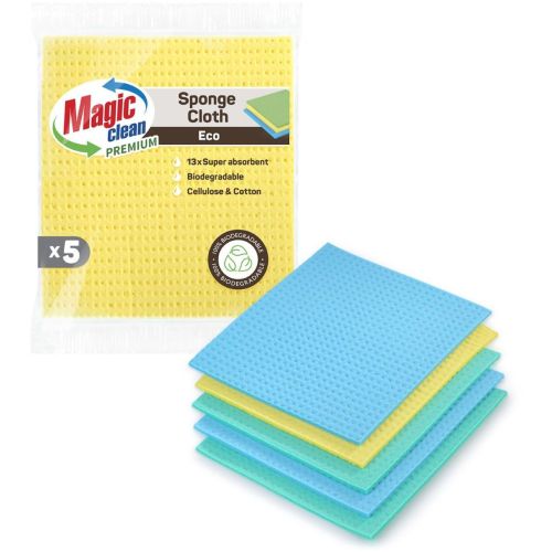 Magic Clean Premium Eco биоразградими попивателни кърпи, 20 см х 18 см х 3 см (5 бр.)