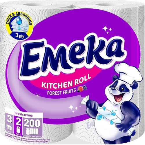 Emeka кухненска хартия, горски плодове, трипластова, 2 бр. х 100 къса (1 бр.)