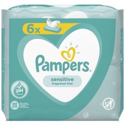 Pampers Sensitive влажни кърпички, 6 бр. х 52 бр. (312 бр.)