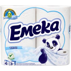 Emeka тоалетна хартия, трипластова, бяла (4 бр.)