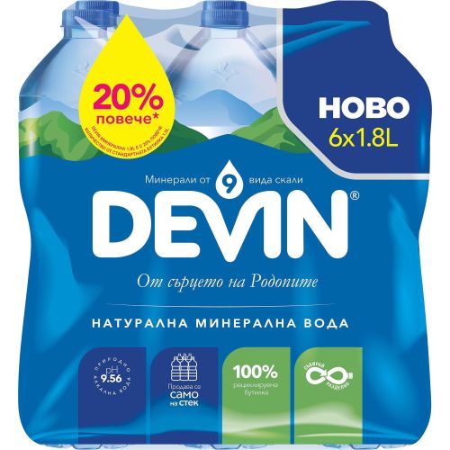 Devin минерална вода, 6 бр. х 1.8 л (10.8 л)