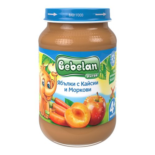Bebelan пюре от ябълки с кайсии и морков, без добавена захар (190 г)