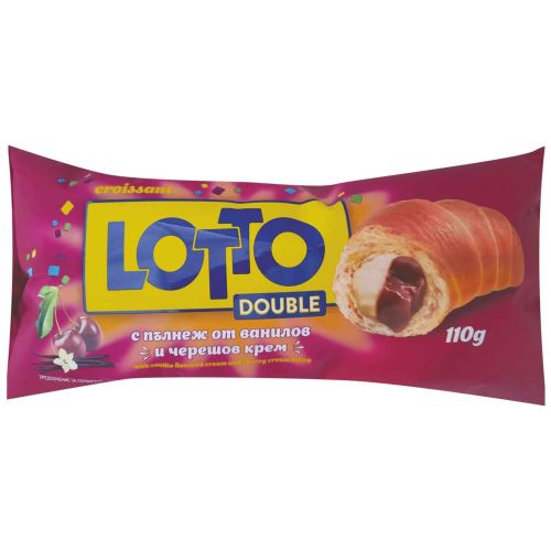 Lotto кроасан с пълнеж от ванилов и черешов крем (110 г)
