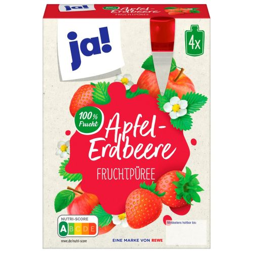 JA! ябълково-ягодов мус, 4 бр. х 100 г (400 г)