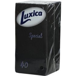 Luxica Special черни салфетки, 2 пласта, 1/8, 38 см, 40 бр. (40 бр.)