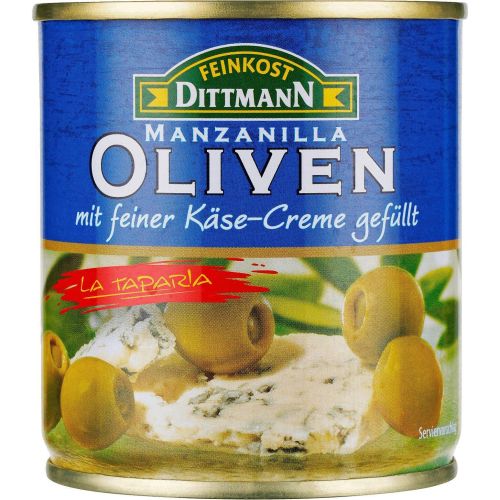 Feinkost Dittmann испански зелени маслини с фина паста от синьо сирене (85 г)
