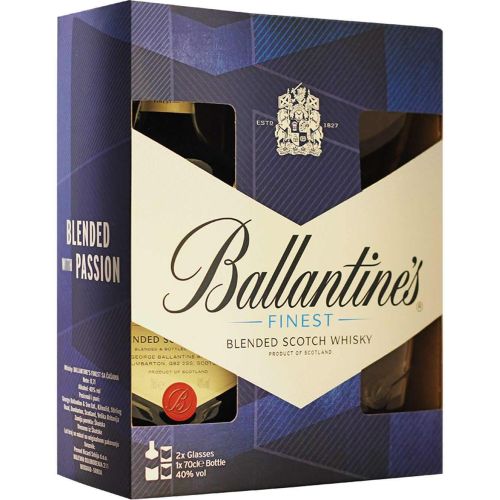 Ballantine's Finest шотландско уиски с 2 чаши (700 мл)