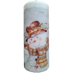 Коледна свещ Снежко с шал, 20 см (1 бр.)