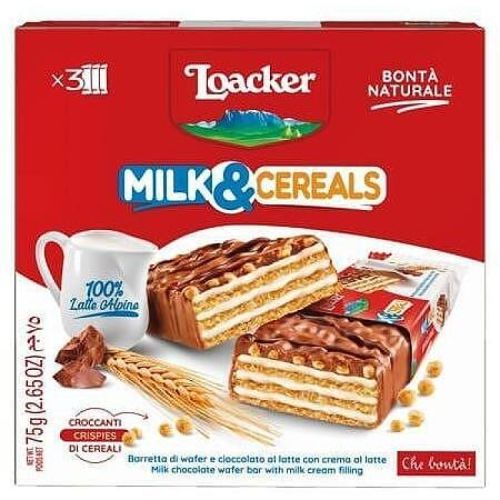 Loacker Milk Cereals вафли, 4 бр. х 25 г (100 г)