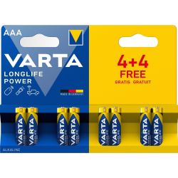 Varta Longlife Power алкални батерии AAA, 4 бр. + 4 бр. (8 бр.)
