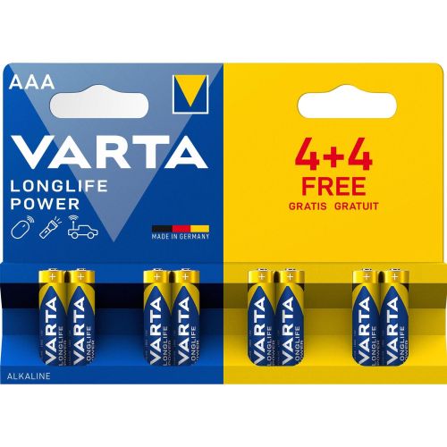 Varta Longlife Power алкални батерии AAA, 4 бр. + 4 бр. (8 бр.)