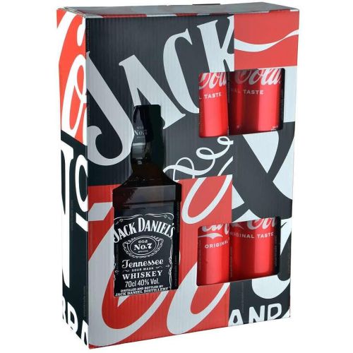 Jack Daniels уиски с 4 бр. Coca Cola кен, 4 бр. х 330 мл (700 мл)