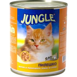 Jungle храна за котки хапки пиле, консерва (820 г)