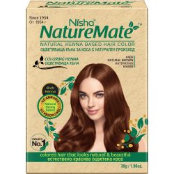 Nisha NatureMate къна за коса 400, натурално кафява, 30 г (1 бр.)