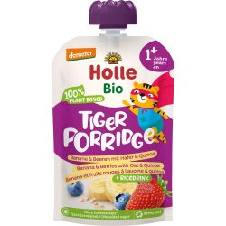 Holle Tiger Porridge био пауч с банан, горски плодове, овес и киноа (110 г)