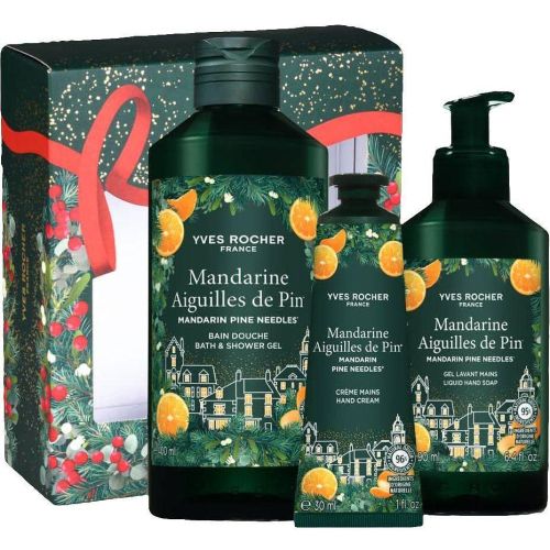 Yves Rocher Mandarine Aiguilles de Pin комплект, душ гел 400 мл, течен сапун 190 мл, крем за ръце 30 мл (1 бр.)