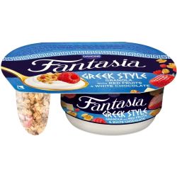 Danone Fantasia йогурт гръцки тип с гранола с плодове и бял шоколад (100 г)