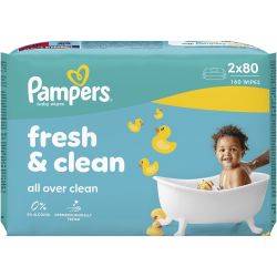 Pampers Fresh & Clean бебешки влажни кърпички, 2 бр. x 80 бр. (160 бр.)