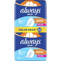 Always Maxi Normal размер 1 дамски превръзки, Duo (22 бр.)