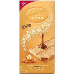 Lindt Lindor Golden Caramel бял шоколад с карамел и лешници (100 г)