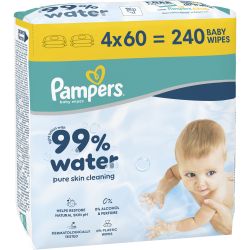 Pampers Water бебешки мокри кърпички, 4 бр. х 60 бр. (240 бр.)