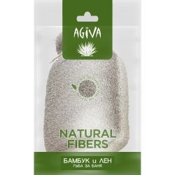 Agiva Massage гъба за баня от бамбук и лен (1 бр.)