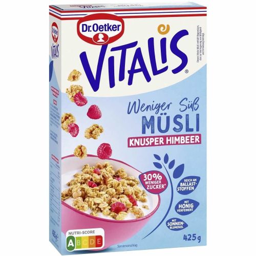 Dr. Oetker Vitalis мюсли с малини, с 30% по-малко захар (425 г)